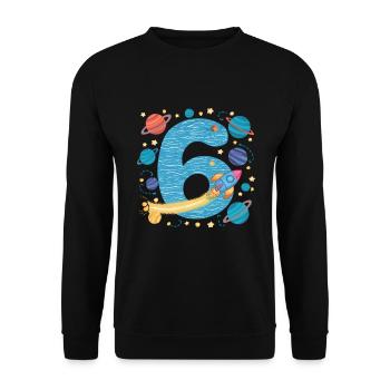 6th Birthday Boys 6 Years Planet Birthday - Unisex Sweatshirt - black - Front - Alina (178cm) & Michal (187cm)