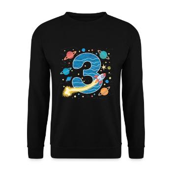 3rd Birthday Boys 3 Years Planet Birthday - Unisex Sweatshirt - black - Front - Alina (178cm) & Michal (187cm)