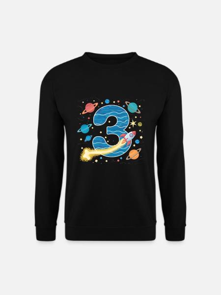 3. Geburtstag Jungen 3 Jahre Planeten Geburtstag - Unisex Pullover - Schwarz