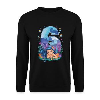6th Birthday Girl 6 Years Mermaid Party - Unisex Sweatshirt - black - Front - Alina (178cm) & Michal (187cm)