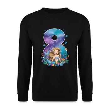 8th Birthday Girl 8 Years Mermaid Party - Unisex Sweatshirt - black - Front - Alina (178cm) & Michal (187cm)