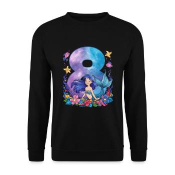 8th Birthday Girl 8 Years Mermaid Party - Unisex Sweatshirt - black - Front - Alina (178cm) & Michal (187cm)