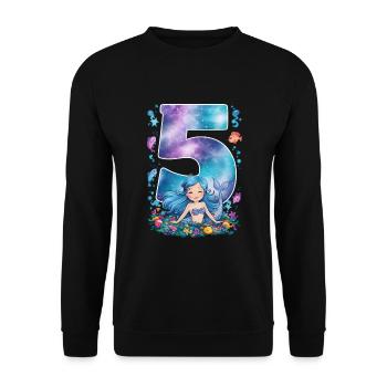 5ème anniversaire fille 5 ans sirène fête - Sweat-shirt Unisexe - noir - Devant - Alina (178cm) & Michal (187cm)