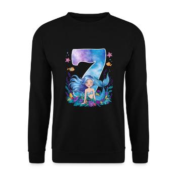 7th Birthday Girl 7 Years Mermaid Party - Unisex Sweatshirt - black - Front - Alina (178cm) & Michal (187cm)