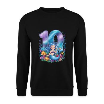 10th Birthday Girl 10 Years Mermaid Party - Unisex Sweatshirt - black - Front - Alina (178cm) & Michal (187cm)