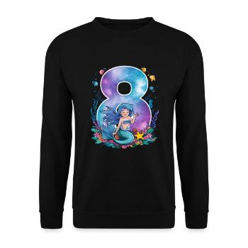 8th Birthday Girl 8 Years Mermaid Party - Unisex Sweatshirt - black - Front - Alina (178cm) & Michal (187cm)