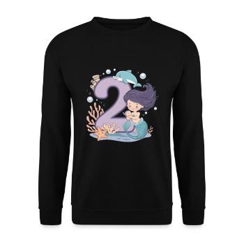 2ème anniversaire fille 2 ans sirène fête - Sweat-shirt Unisexe - noir - Devant - Alina (178cm) & Michal (187cm)