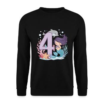 4ème anniversaire fille 4 ans sirène fête - Sweat-shirt Unisexe - noir - Devant - Alina (178cm) & Michal (187cm)