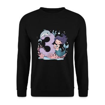 3ème anniversaire fille 3 ans sirène fête - Sweat-shirt Unisexe - noir - Devant - Alina (178cm) & Michal (187cm)