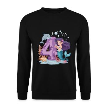 4ème anniversaire fille 4 ans sirène fête - Sweat-shirt Unisexe - noir - Devant - Alina (178cm) & Michal (187cm)