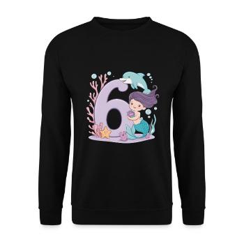 6th Birthday Girl 6 Years Mermaid Party - Unisex Sweatshirt - black - Front - Alina (178cm) & Michal (187cm)