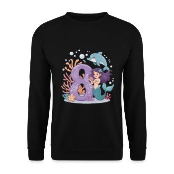8th Birthday Girl 8 Years Mermaid Party - Unisex Sweatshirt - black - Front - Alina (178cm) & Michal (187cm)