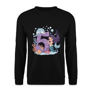 5ème anniversaire fille 5 ans sirène fête - Sweat-shirt Unisexe - noir - Devant - Alina (178cm) & Michal (187cm)