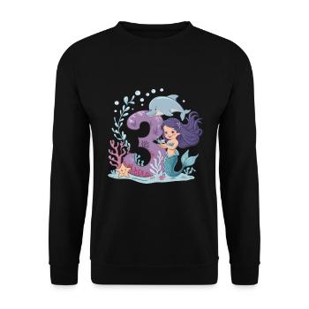 3ème anniversaire fille 3 ans sirène fête - Sweat-shirt Unisexe - noir - Devant - Alina (178cm) & Michal (187cm)