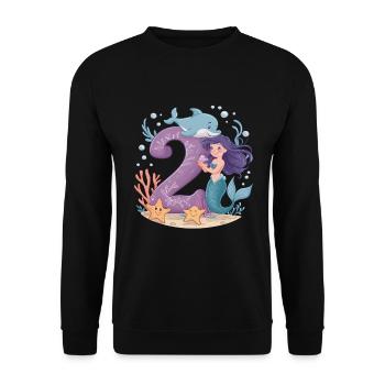 2ème anniversaire fille 2 ans sirène fête - Sweat-shirt Unisexe - noir - Devant - Alina (178cm) & Michal (187cm)