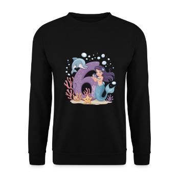 6th Birthday Girl 6 Years Mermaid Party - Unisex Sweatshirt - black - Front - Alina (178cm) & Michal (187cm)