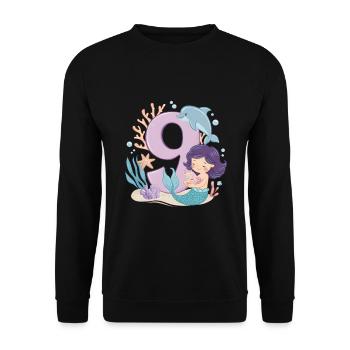 9th Birthday Girl 9 Years Mermaid Party - Unisex Sweatshirt - black - Front - Alina (178cm) & Michal (187cm)