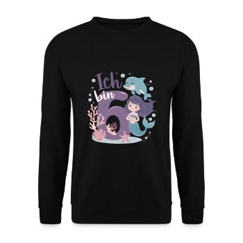 6th Birthday Girl 6 Years Mermaid Party - Unisex Sweatshirt - black - Front - Alina (178cm) & Michal (187cm)