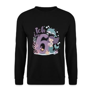 6th Birthday Girl 6 Years Mermaid Party - Unisex Sweatshirt - black - Front - Alina (178cm) & Michal (187cm)