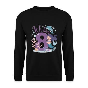8th Birthday Girl 8 Years Mermaid Party - Unisex Sweatshirt - black - Front - Alina (178cm) & Michal (187cm)