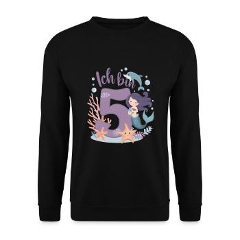 5ème anniversaire fille 5 ans sirène fête - Sweat-shirt Unisexe - noir - Devant - Alina (178cm) & Michal (187cm)
