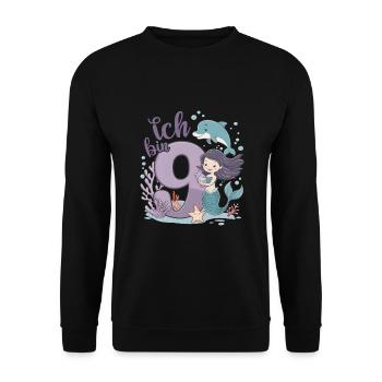 9th Birthday Girl 9 Years Mermaid Party - Unisex Sweatshirt - black - Front - Alina (178cm) & Michal (187cm)