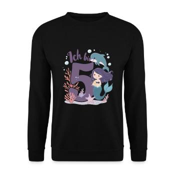 5ème anniversaire fille 5 ans sirène fête - Sweat-shirt Unisexe - noir - Devant - Alina (178cm) & Michal (187cm)