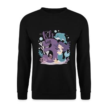 3ème anniversaire fille 3 ans sirène fête - Sweat-shirt Unisexe - noir - Devant - Alina (178cm) & Michal (187cm)