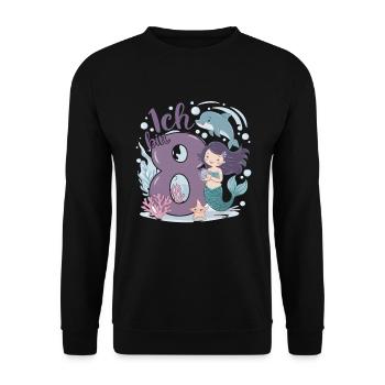 8th Birthday Girl 8 Years Mermaid Party - Unisex Sweatshirt - black - Front - Alina (178cm) & Michal (187cm)