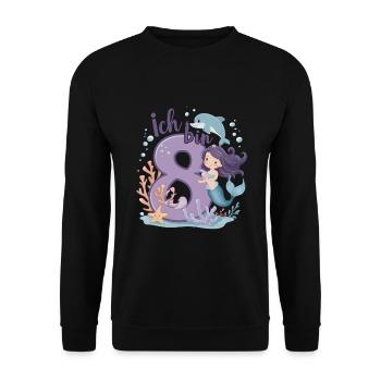 8th Birthday Girl 8 Years Mermaid Party - Unisex Sweatshirt - black - Front - Alina (178cm) & Michal (187cm)