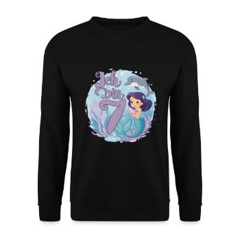 7th Birthday Girl 7 Years Mermaid Party - Unisex Sweatshirt - black - Front - Alina (178cm) & Michal (187cm)