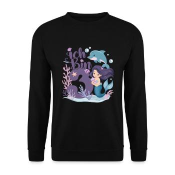 3rd Birthday Girl 3 Years Mermaid Party - Unisex Sweatshirt - black - Front - Alina (178cm) & Michal (187cm)