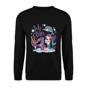 4th Birthday Girl 4 Years Mermaid Party - Unisex Sweatshirt - black - Front - Alina (178cm) & Michal (187cm)