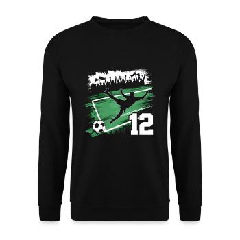 12th Birthday 12 Years Soccer Soccer Player - Unisex Sweatshirt - black - Front - Alina (178cm) & Michal (187cm)