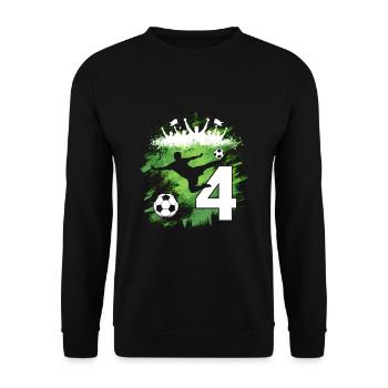 4ème anniversaire 4 ans de football Joueur de football - Sweat-shirt Unisexe - noir - Devant - Alina (178cm) & Michal (187cm)