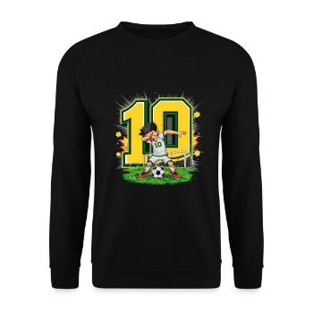 10e anniversaire 10 ans de football Joueur de football - Sweat-shirt Unisexe - noir - Devant - Alina (178cm) & Michal (187cm)