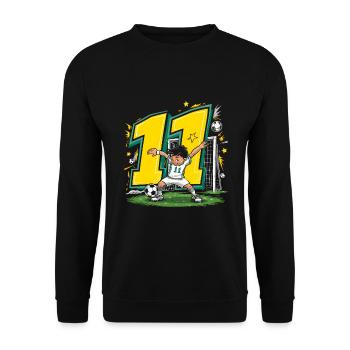 11e anniversaire 11 ans de football Joueur de football - Sweat-shirt Unisexe - noir - Devant - Alina (178cm) & Michal (187cm)