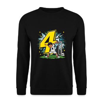 4ème anniversaire 4 ans de football Joueur de football - Sweat-shirt Unisexe - noir - Devant - Alina (178cm) & Michal (187cm)