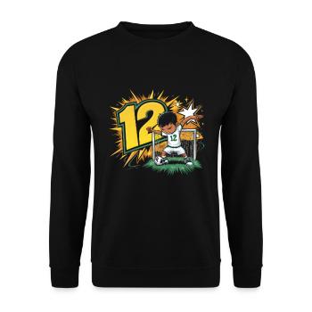 12th Birthday 12 Years Soccer Soccer Player - Unisex Sweatshirt - black - Front - Alina (178cm) & Michal (187cm)