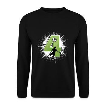 4ème anniversaire 4 ans de football Joueur de football - Sweat-shirt Unisexe - noir - Devant - Alina (178cm) & Michal (187cm)