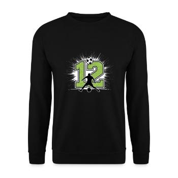 12e anniversaire 12 ans de football Joueur de football - Sweat-shirt Unisexe - noir - Devant - Alina (178cm) & Michal (187cm)