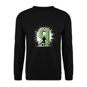 9. Geburtstag 9 Jahre Fußball Fußballspieler - Unisex Pullover - Schwarz - Vorne - Alina (178cm) & Michal (187cm)