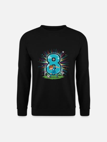 8. Geburtstag 8 Jahre Fußball Fußballspieler - Unisex Pullover - Schwarz