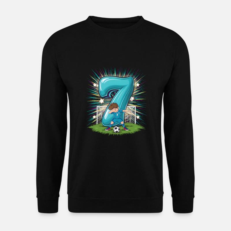 7. Geburtstag 7 Jahre Fußball Fußballspieler - Unisex Pullover - Schwarz