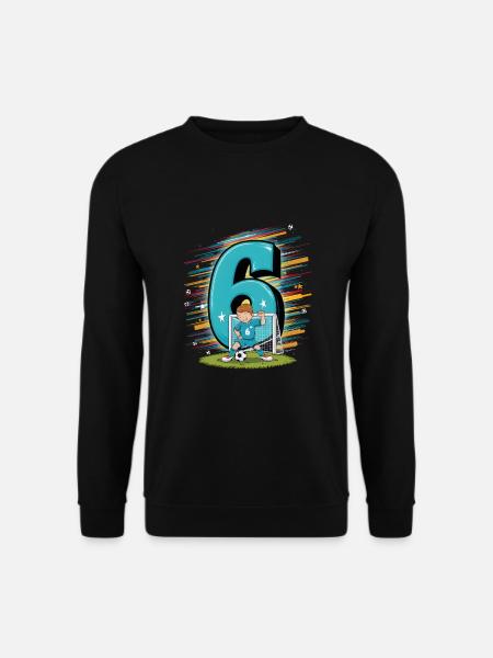 6. Geburtstag 6 Jahre Fußball Fußballspieler - Unisex Pullover - Schwarz