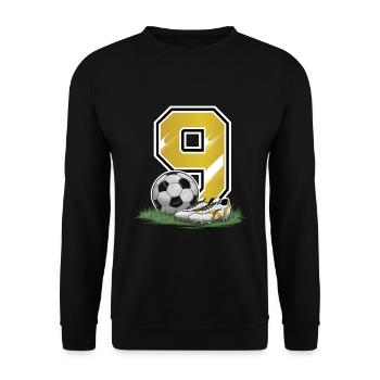 9. Geburtstag 9 Jahre Fußball Fußballspieler - Unisex Pullover - Schwarz - Vorne - Alina (178cm) & Michal (187cm)