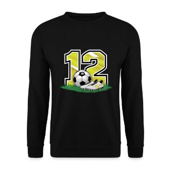12e anniversaire 12 ans de football Joueur de football - Sweat-shirt Unisexe - noir - Devant - Alina (178cm) & Michal (187cm)