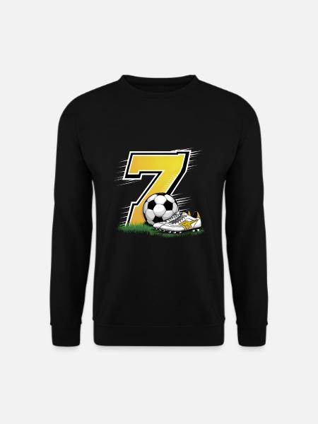 7. Geburtstag 7 Jahre Fußball Fußballspieler - Unisex Pullover - Schwarz
