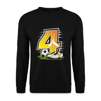 4ème anniversaire 4 ans de football Joueur de football - Sweat-shirt Unisexe - noir - Devant - Alina (178cm) & Michal (187cm)