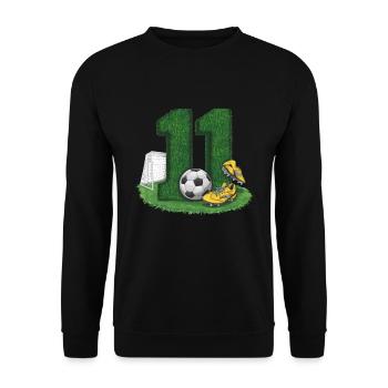 11e anniversaire 11 ans de football Joueur de football - Sweat-shirt Unisexe - noir - Devant - Alina (178cm) & Michal (187cm)